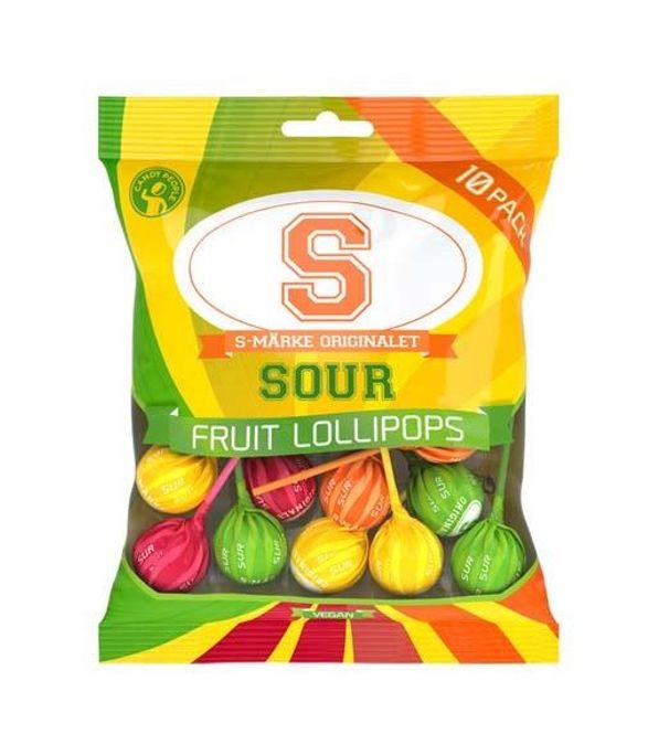 Hovedbilde S-Märke Sour Fruit Lollies 130g