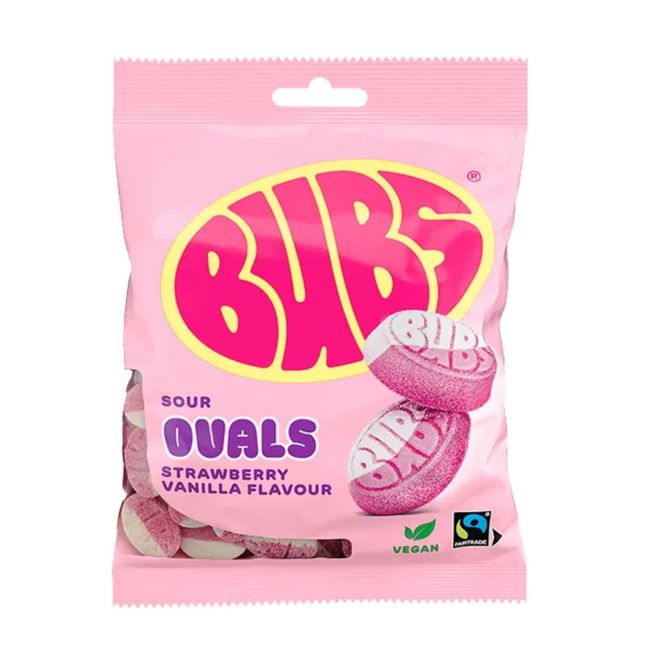 Hovedbilde Bubs Sour Ovals Strawberry/Vanilla 90g