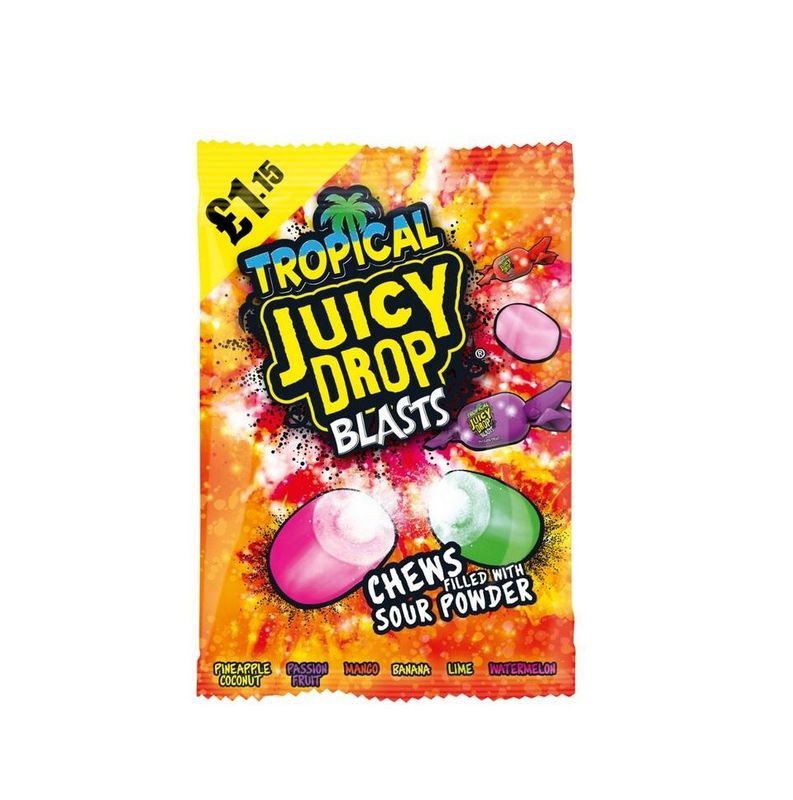 Bazooka Juicy Drop Blasts Tropical Bag 120g