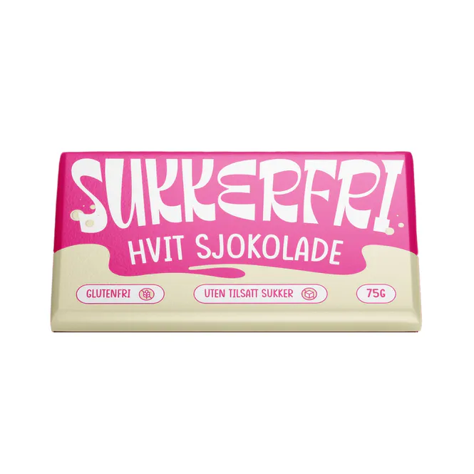 Hovedbilde Sukkerfri Hvit Sjokolade 75g