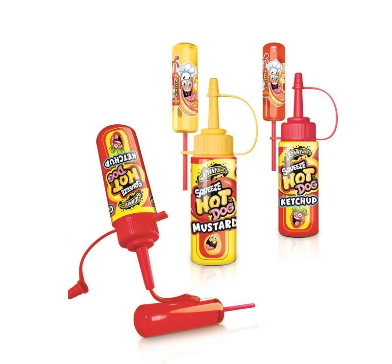 Squeeze Hot Dog Lollipop & Gel 80g